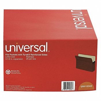 UNIVERSAL Expanding File Pocket 3-1/2 In Ltr PK25, 6XWF1