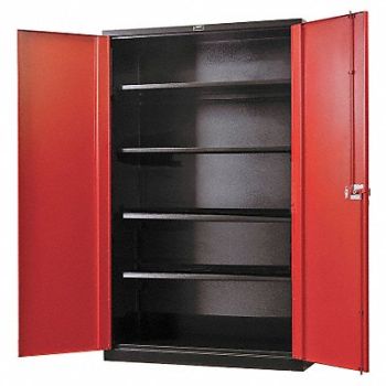 HALLOWELL Shelving Cabinet 78 H 48 W Black/Red, 6XXT3