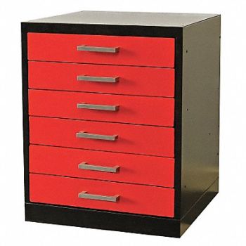 HALLOWELL Drawer Pedestal 24 x 24 x 32H Black/Red, 6XXT9