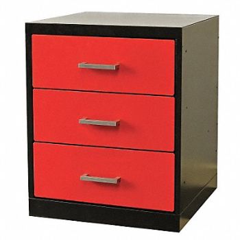 HALLOWELL Drawer Pedestal 24 x 24 x 32H Black/Red, 6XXU1