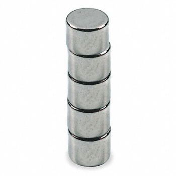 GRAINGER APPROVED Disc Magnet Neodymium 2 lb Pull PK5, 6YA13