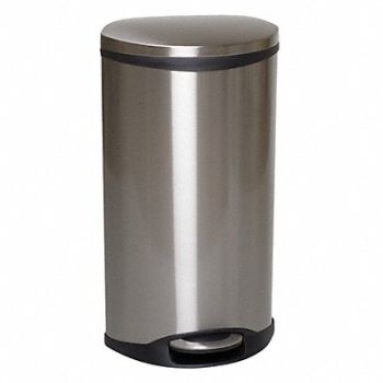 TOUGH GUY Wastebasket Oval 8 gal Silver, 6ZCL1