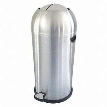 TOUGH GUY Wastebasket Round 10 gal Silver, 6ZCL4