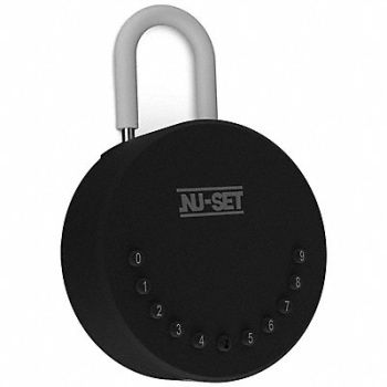 NU-SET Lock Box Padlock Combination 4.7 H Black, 796AN1