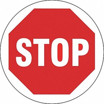 BRADY Anti-Slip Floor Sign 17 Dia Red/White, 737Z50