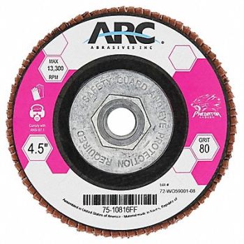 ARC ABRASIVES Flap Disc Coated Ceramic, 804C73