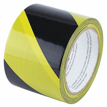 GRAINGER APPROVED Floor Tape Black/Yellow 3 inx54 ft Roll, 751J96