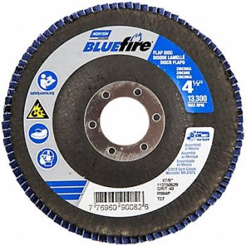 NORTON Flap Disc Zirconia Alumina 4 1/2 dia, 804HW2