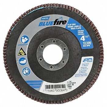 NORTON Flap Disc Zirconia Alumina 4 1/2 dia, 804HW6
