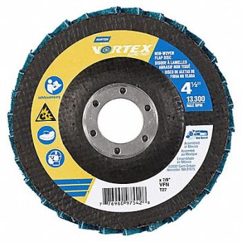 NORTON Flap Disc Aluminum Oxide 4 1/2 dia, 804HX9