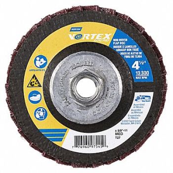 NORTON Flap Disc Aluminum Oxide 4 1/2 dia, 804HY1