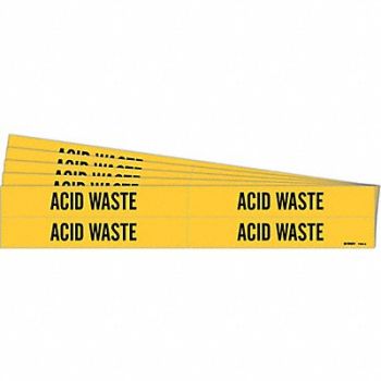 BRADY Pipe Marker Black Acid Waste PK5, 781VA7