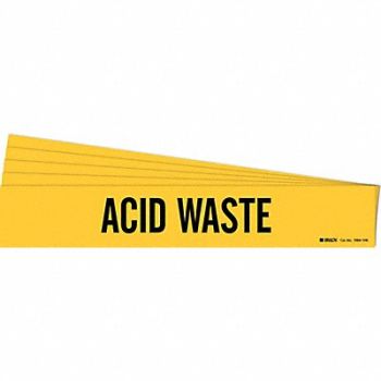 BRADY Pipe Marker Black Acid Waste PK5, 781VC3