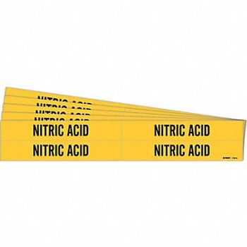 BRADY Pipe Marker Black Nitric Acid PK5, 781VC6