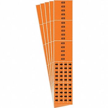 BRADY Pipe Marker Adhesive Black Acid PK5, 781VC7