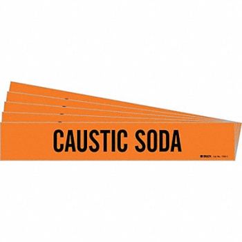BRADY Pipe Marker Black Caustic Soda PK5, 781VC9