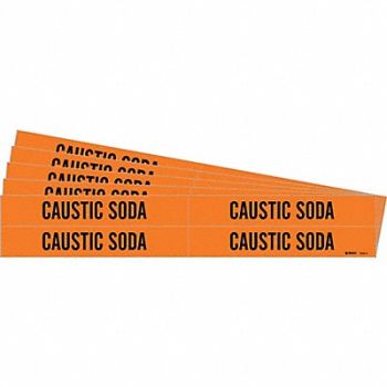 BRADY Pipe Marker Black Caustic Soda PK5, 781VD1
