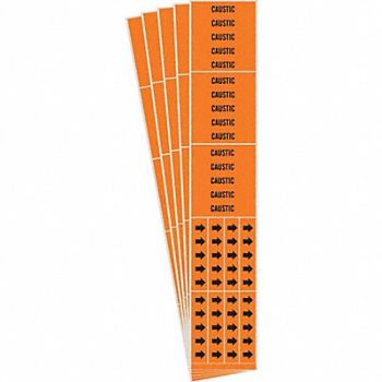 BRADY Pipe Marker Adhesive Black Caustic PK5, 781VD4