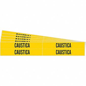 BRADY Pipe Marker Adhesive Yellow Caustica PK5, 781VE0