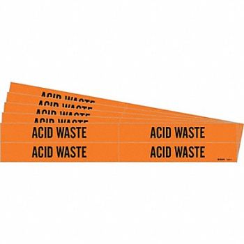 BRADY Pipe Marker Black Acid Waste PK5, 781VE5