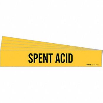 BRADY Pipe Marker Black Spent Acid PK5, 781VE8