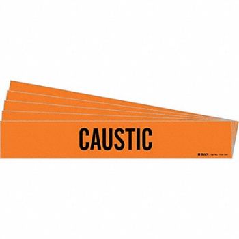 BRADY Pipe Marker Adhesive Black Caustic PK5, 781VF3
