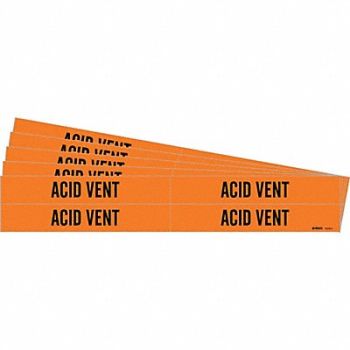 BRADY Pipe Marker Adhesive Black Acid Vent PK5, 781VF9