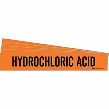 BRADY Pipe Marker Black Hydrochloric Acid PK5, 781VG4