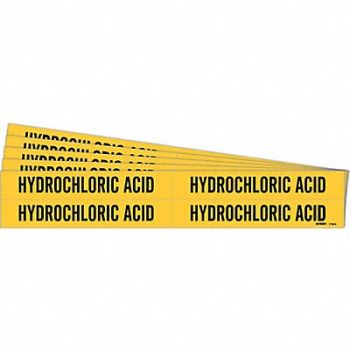 BRADY Pipe Marker Black Hydrochloric Acid PK5, 781VG6
