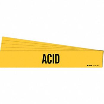 BRADY Pipe Marker Adhesive Black Acid PK5, 781VG8