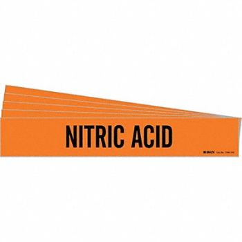 BRADY Pipe Marker Black Nitric Acid PK5, 781VH0