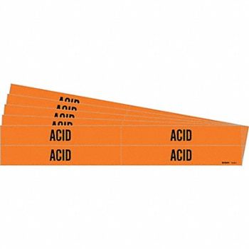 BRADY Pipe Marker Adhesive Black Acid PK5, 781VJ4