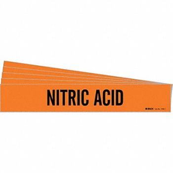 BRADY Pipe Marker Black Nitric Acid PK5, 781VJ6