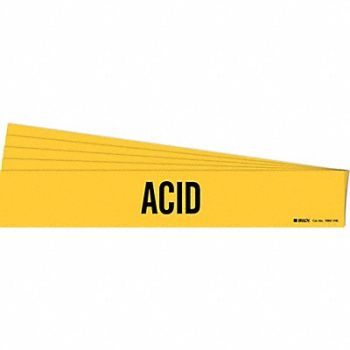 BRADY Pipe Marker Adhesive Black Acid PK5, 781VK9