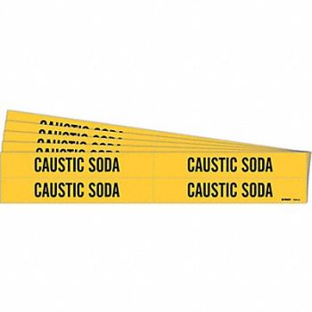 BRADY Pipe Marker Black Caustic Soda PK5, 781VM4