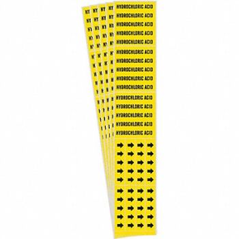 BRADY Pipe Marker Black Hydrochloric Acid PK5, 781VN4