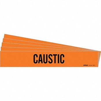 BRADY Pipe Marker Adhesive Black Caustic PK5, 781VP6