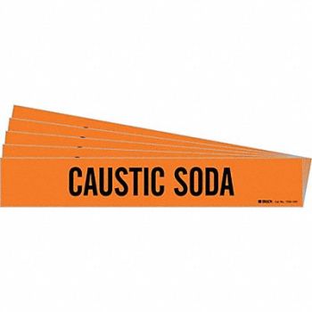 BRADY Pipe Marker Black Caustic Soda PK5, 781VP8
