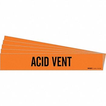 BRADY Pipe Marker Adhesive Black Acid Vent PK5, 781VR1