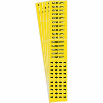 BRADY Pipe Marker Black Heating Supply PK5, 781VY3