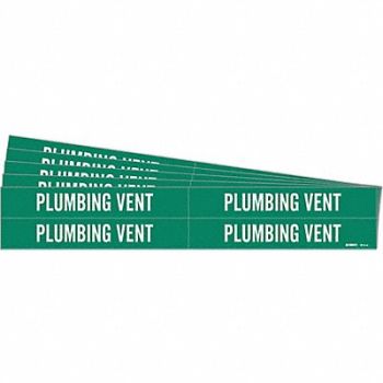 BRADY Pipe Marker White Plumbing Vent PK5, 781VY6