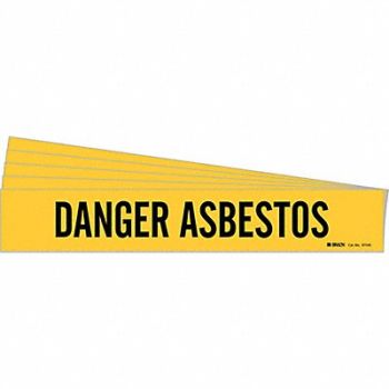 BRADY Pipe Marker Black Danger Asbestos PK5, 781W04