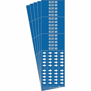 BRADY Pipe Marker White Relief Air PK5, 781W12