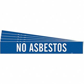 BRADY Pipe Marker White No Asbestos PK5, 781W66