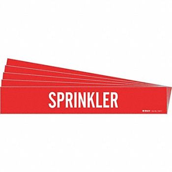 BRADY Pipe Marker Adhesive White Sprinkler PK5, 781WR7