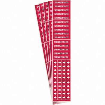 BRADY Pipe Marker White Sprinkler Water PK5, 781WR9