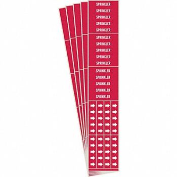 BRADY Pipe Marker Adhesive White Sprinkler PK5, 781WU0