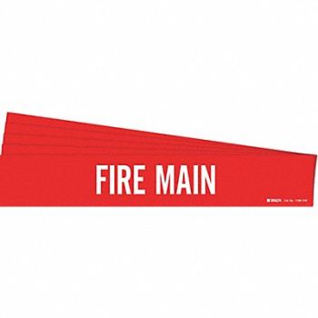 BRADY Pipe Marker Adhesive White Fire Main PK5, 781WU3