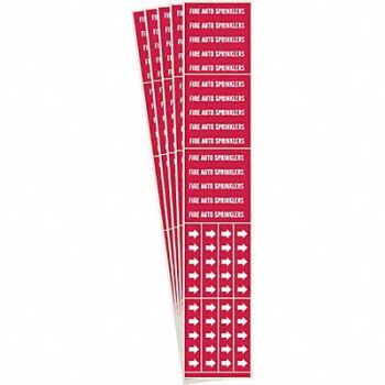 BRADY Pipe Marker Fire Auto Sprinklers PK5, 781WU4