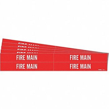 BRADY Pipe Marker Adhesive White Fire Main PK5, 781WX7